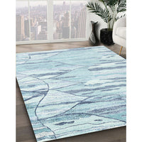 Contemporary Cyan Opaque Blue Modern Rug, con2382