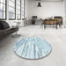 Round Contemporary Cyan Opaque Blue Modern Rug in a Office, con2382