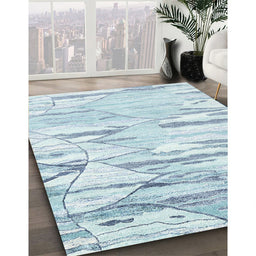 Machine Washable Contemporary Cyan Opaque Blue Rug in a Family Room, wshcon2382