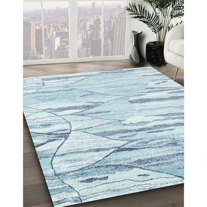 Machine Washable Contemporary Cyan Opaque Blue Rug in a Family Room, wshcon2382