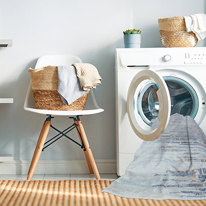 Machine Washable Contemporary Light Steel Blue Rug in a Washing Machine, wshcon2383