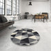 Round Machine Washable Contemporary Dark Gray Rug in a Office, wshcon2385