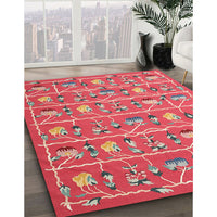 Contemporary Red Modern Rug, con2389