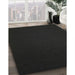 Contemporary Charcoal Black Modern Rug in Family Room, con238