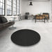 Round Machine Washable Contemporary Charcoal Black Rug in a Office, wshcon238