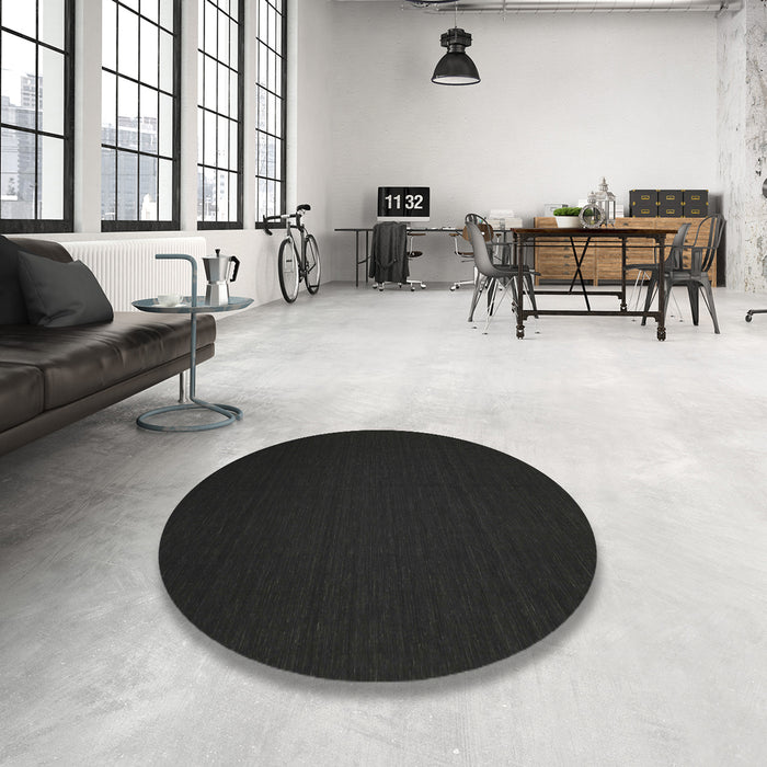 Round Contemporary Charcoal Black Modern Rug in a Office, con238