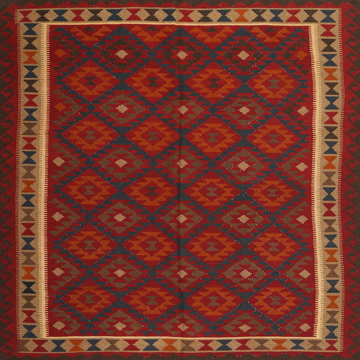Square Contemporary Saddle Brown Oriental Rug, con2390