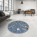 Round Machine Washable Contemporary Light Slate Gray Rug in a Office, wshcon2391