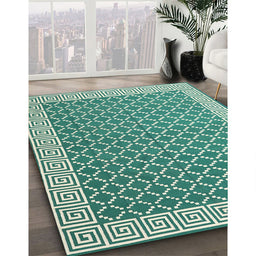 Contemporary Blue Green Modern Rug in Family Room, con2392