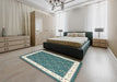 Machine Washable Contemporary Greenish Blue Green Rug in a Bedroom, wshcon2395