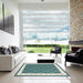 Square Contemporary Greenish Blue Green Modern Rug in a Living Room, con2395