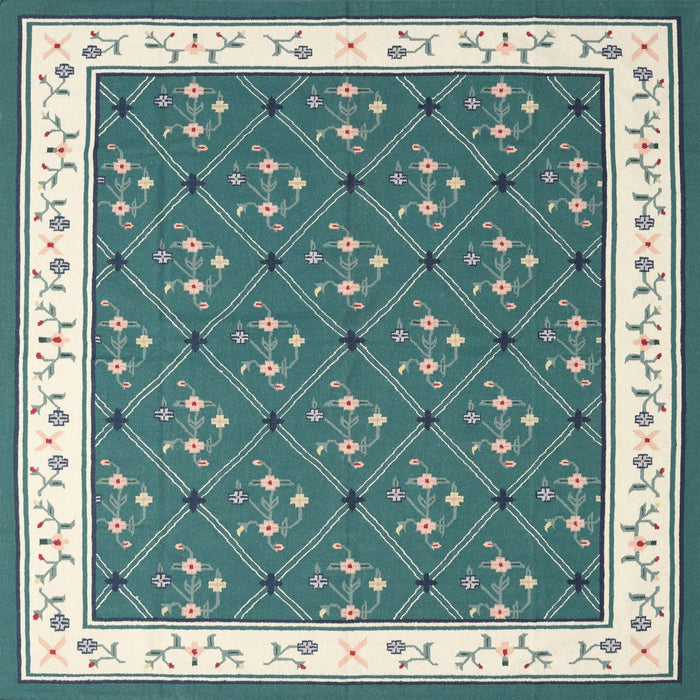 Square Contemporary Greenish Blue Green Modern Rug, con2395