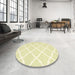 Round Machine Washable Contemporary Khaki Gold Rug in a Office, wshcon2396