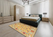 Machine Washable Contemporary Bronze Brown Rug in a Bedroom, wshcon2397