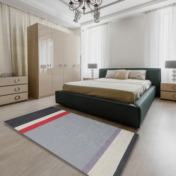 Contemporary Purple Modern Rug in a Bedroom, con2398