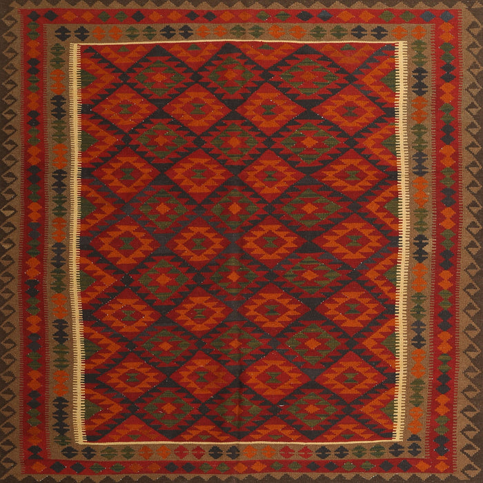 Square Contemporary Saddle Brown Oriental Rug, con2402