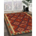 Contemporary Sienna Brown Oriental Rug in Family Room, con2404