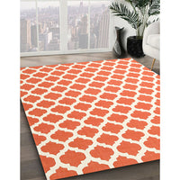 Contemporary Deep Peach Orange Trellis Rug, con2405