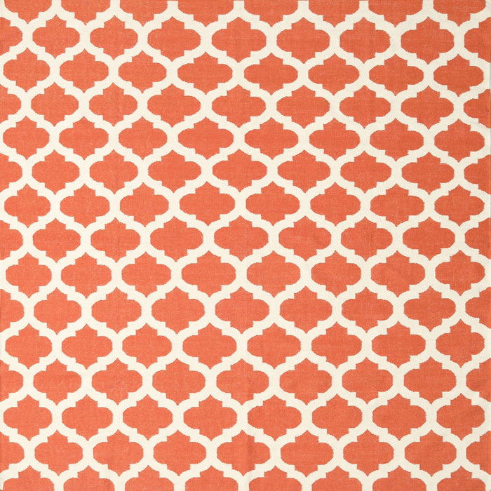 Square Contemporary Deep Peach Orange Trellis Rug, con2405