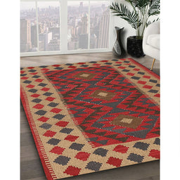 Contemporary Red Oriental Rug in Family Room, con2410