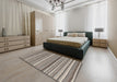 Contemporary Tan Brown Modern Rug in a Bedroom, con2411