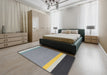 Contemporary Dark Gray Modern Rug in a Bedroom, con2416