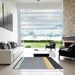 Square Contemporary Dark Gray Modern Rug in a Living Room, con2416