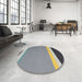 Round Machine Washable Contemporary Dark Gray Rug in a Office, wshcon2416