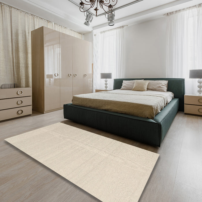 Machine Washable Contemporary Desert Sand Beige Rug in a Bedroom, wshcon2422