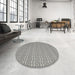 Round Contemporary Dark Gray Modern Rug in a Office, con2425