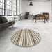 Round Machine Washable Contemporary Khaki Green Rug in a Office, wshcon2426