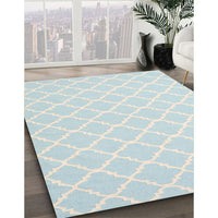 Contemporary Light Steel Blue Trellis Rug, con2427