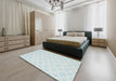 Contemporary Light Steel Blue Trellis Rug in a Bedroom, con2427