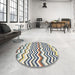 Round Contemporary Gray Modern Rug in a Office, con2429