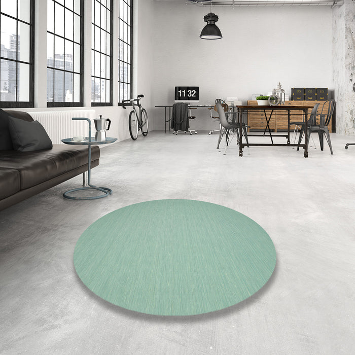 Round Machine Washable Contemporary Blue Green Rug in a Office, wshcon242