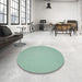 Round Machine Washable Contemporary Blue Green Rug in a Office, wshcon242