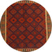 Square Machine Washable Contemporary Saddle Brown Rug, wshcon2433