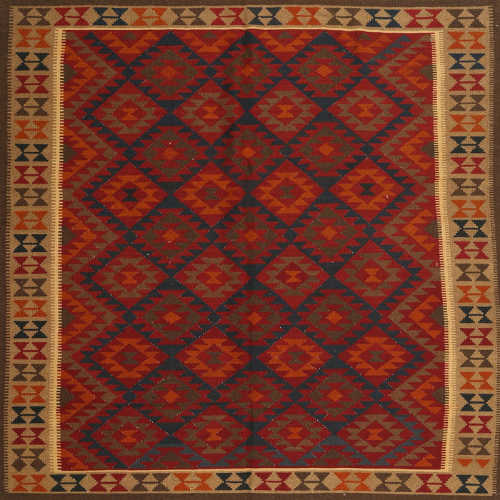 Square Contemporary Saddle Brown Oriental Rug, con2433