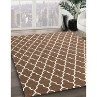 Contemporary Sienna Brown Trellis Rug, con2435