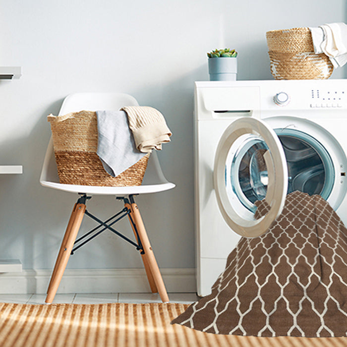 Machine Washable Contemporary Sienna Brown Rug in a Washing Machine, wshcon2435