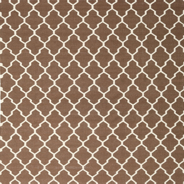 Square Contemporary Sienna Brown Trellis Rug, con2435