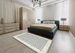 Contemporary Dark Gray Modern Rug in a Bedroom, con2436