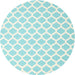 Sideview of Contemporary Sky Blue Trellis Rug, con2437