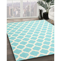 Contemporary Sky Blue Trellis Rug, con2437