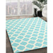 Contemporary Sky Blue Trellis Rug in Family Room, con2437