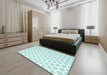 Machine Washable Contemporary Celeste Blue Rug in a Bedroom, wshcon2437