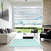 Square Contemporary Sky Blue Trellis Rug in a Living Room, con2437