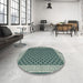 Round Machine Washable Contemporary Green Rug in a Office, wshcon2438