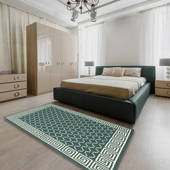Machine Washable Contemporary Green Rug in a Bedroom, wshcon2438