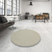 Round Contemporary Tan Brown Solid Rug in a Office, con243